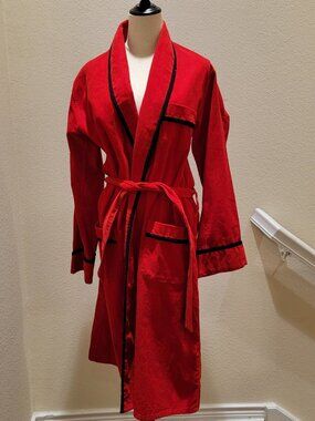 Vintage 70s Brent Red Corduroy Robe Unisex Fits Like Womens M